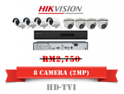 Pakej CCTV 8 Channel 2MP